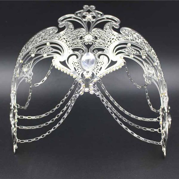 

party masks fashion cosplay halloween mask fun white black silver gold wedding party mask men women chain venetian metal prom mask