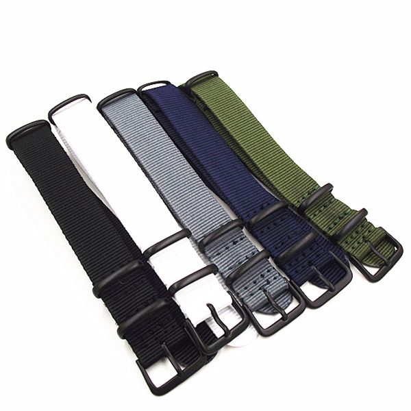 

wholesale-black buckle 1pcs 18mm 20mm nylon watch band nato straps waterproof watch strap 5 colors available, Black;brown