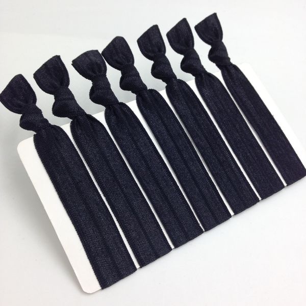 Quality 5 8 Fold Over Elastic Band Knotted Hair Tie Solid Black