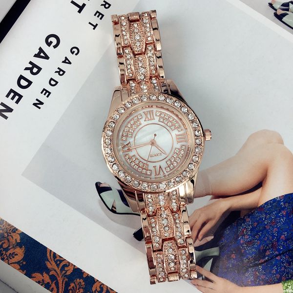 

fashion luxury women watch with diamond rose gold/golden stainless steel lady watches bracelet wristwatches brand female clock ing, Slivery;brown