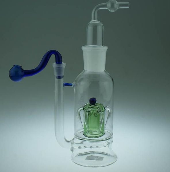 Glas-Wasserpfeife mit großem Mundfilter ---- Bohrinsel-Glasbongs-Wasserpfeife, dicke Pyrex-Mini-Wasserpfeife mit berauschender Flüssigkeit, Farbe zufällige Lieferung