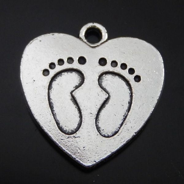 

11pcs antique silver alloy heart footprint pendant charms jewelry finding 20*21mm 39993 jewelry making, Bronze;silver