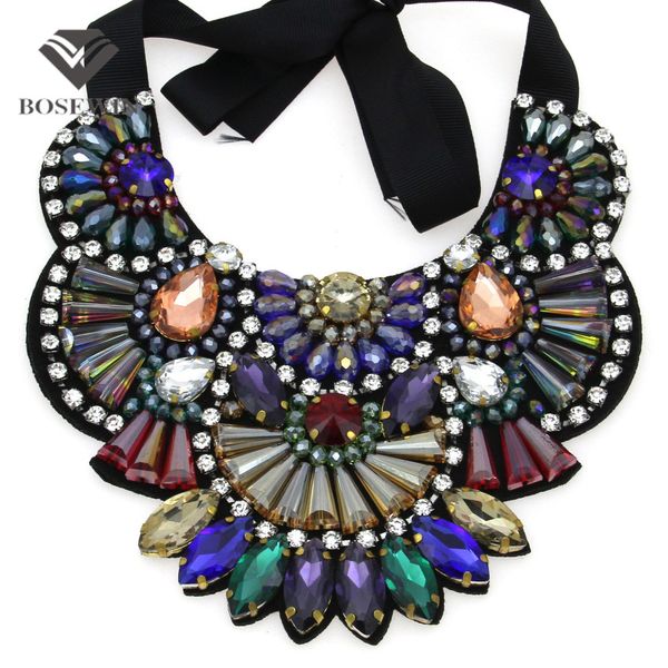 

Luxury Design Handmade Multicolor Crystal Necklace Women fashion New Collar Big Choker Statement Necklaces & Pendants Bijoux femme