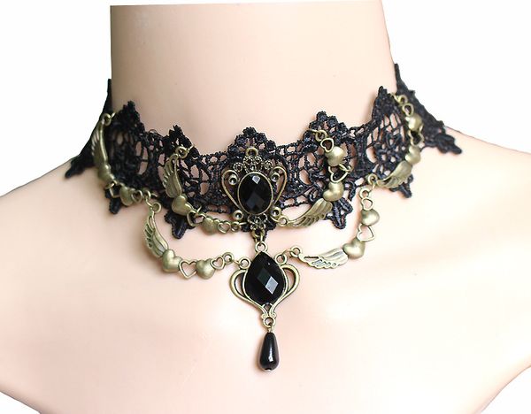 

Готический стиль черное кружево ожерелья женская мода Chocker женская Pincess ожерелье