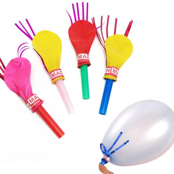 

50pcs mixed color whistle balloon birthday party kids toys decorations inverted toys children clown props gold wire gold wire