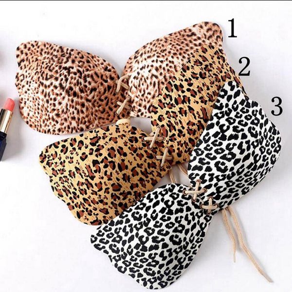 Reggiseno invisibile leopardato Reggiseno push-up senza spalline in silicone da donna sexy Reggiseno senza schienale busto autoadesivo a forma di ala d'angelo