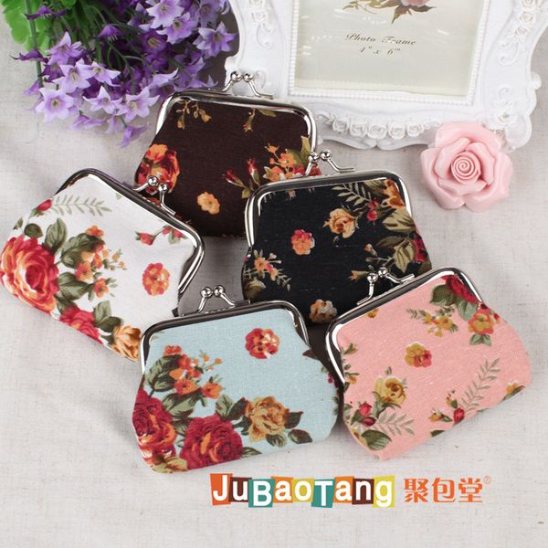 

Мода горячие Vintage цветок монета кошелек холст для ключей бумажник HASP небольшие по