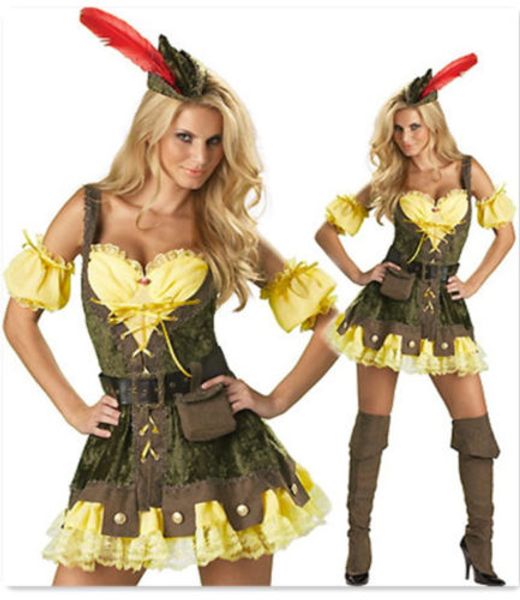 Wholesale-NEW Sexy Womens Pirate Costume Robinson Crusoe Halloween Party Fancy Dress