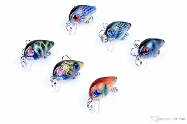 

6pcs of colorful series ater fishing lure plastic bionic hard bait crankbait 3cm,1.5g mini fishing accessories fake lures pesca hooks