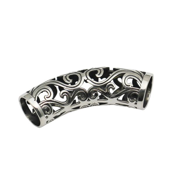 Beadsnice 925 Sterling Silver Beads Tubo Longo Tubo Spacer Beads Grande Buraco Filigrana Curvo Tubo De Metal Beads ID 34507