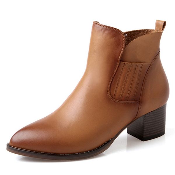 

ashion spring autumn new arrive women boots genuine leather ankle boots black army green brown cow leather ladies boots