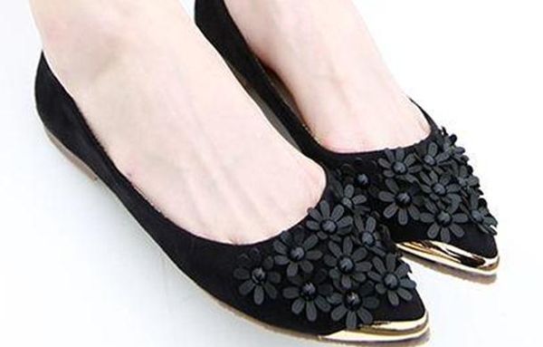 

2016 new spring flowers flat shoes female occupation big pregnant mother, Black