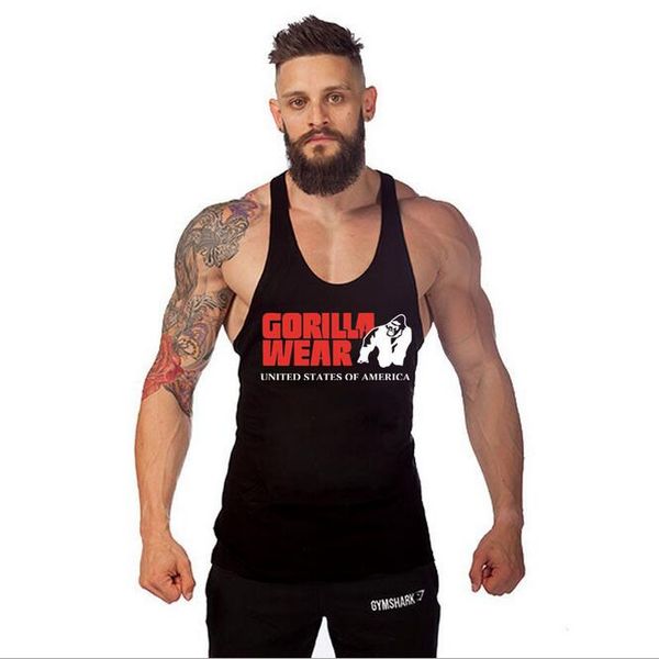 

fitness men stringer cotton gym tank singlet bodybuilding sport undershirt clothes vest muscle man, Gray