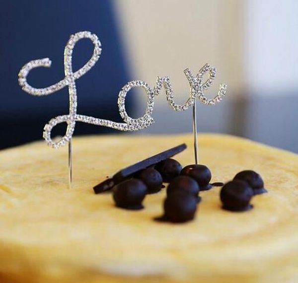 Carta de amor nupcial strass casamento festa de aniversário bolo de aniversário suprimentos para festa acessórios para bolo decoração jantar decoração prata