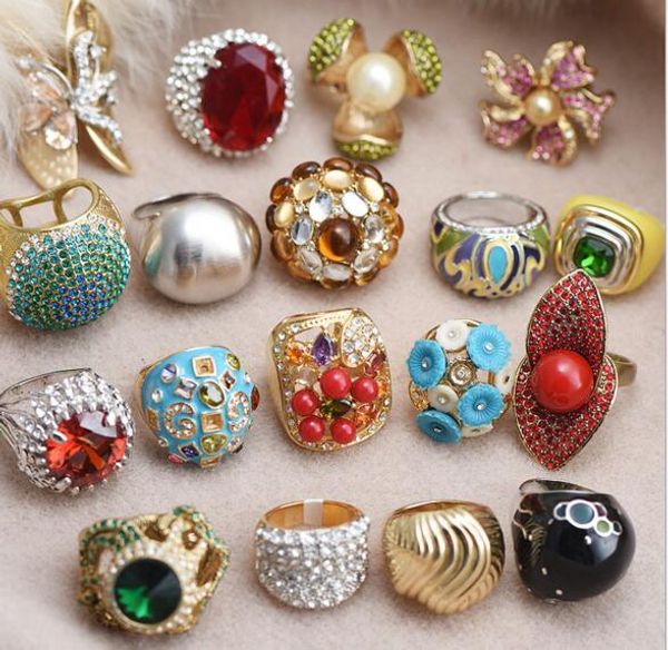 

10pcs/lot mix style size fashion cluster rings for diy jewelry gift ar30, Golden;silver