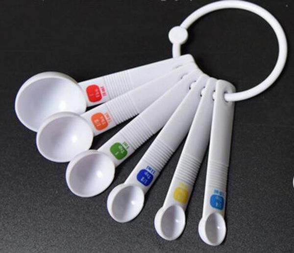 

new arrive 6pc white measuring spoon tea scoop teaspoon baking cooking kitchen tool