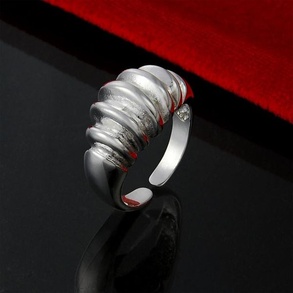

factory direct price 925 sterling silver ring opening of concave and convex line fashion sterling silver ring, Golden;silver