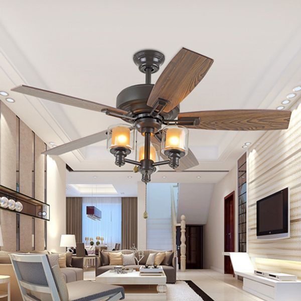 2019 42 Inch Led Ceiling Fans 110v 240v Wooden Fan Blade American European Retro Ceiling Fans Lights For Restaurant Sitting Room From Lightzone