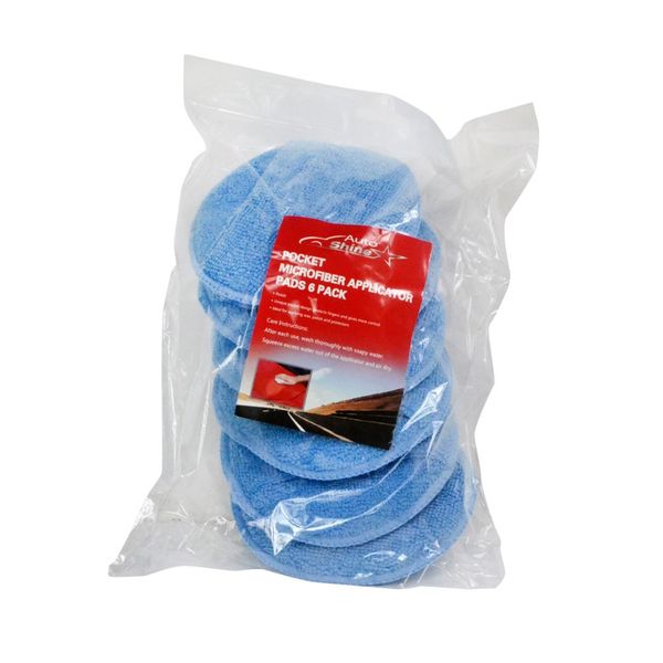 

wholesale- (pack of 6) auto shine 5 inch pocket microfiber wax applicator pads to applying wax, polish and protectant
