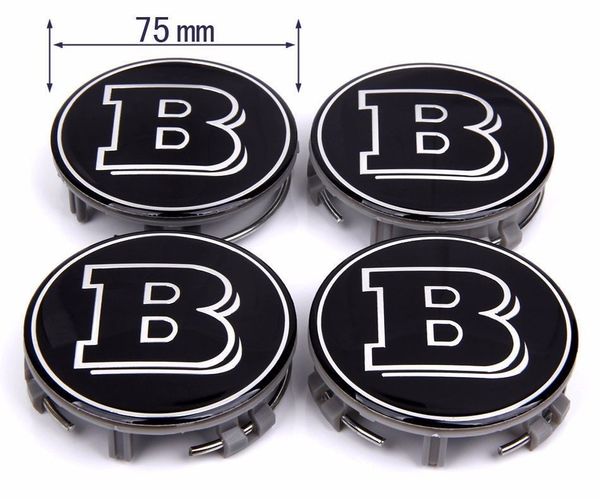 4Pcs 75mm Car Black Wheels Center Cap Hub Caps Hub Cover Emblem Badge For BRABUS