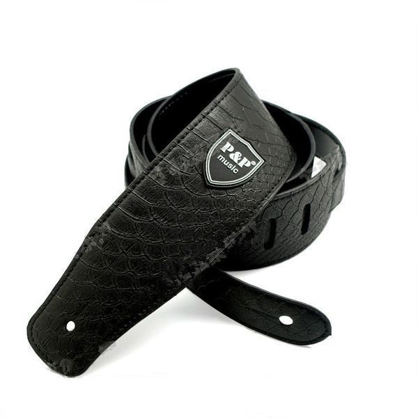 NEW Arrivals schwarz Strap akustische E-Gitarre Bass Leder Gitarrengurt Gitarre Teile Musikinstrumente Zubehör