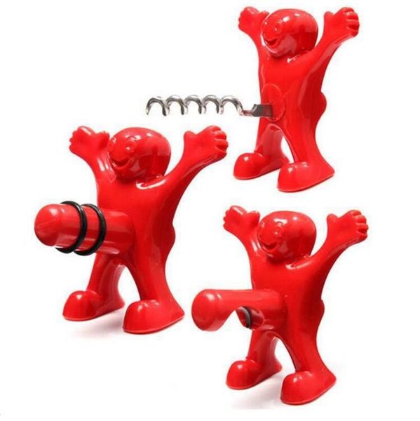 

new creative happy man bottle plugs little red men spoof bottle lid sers funny sealed storage kitchen bar tools i127