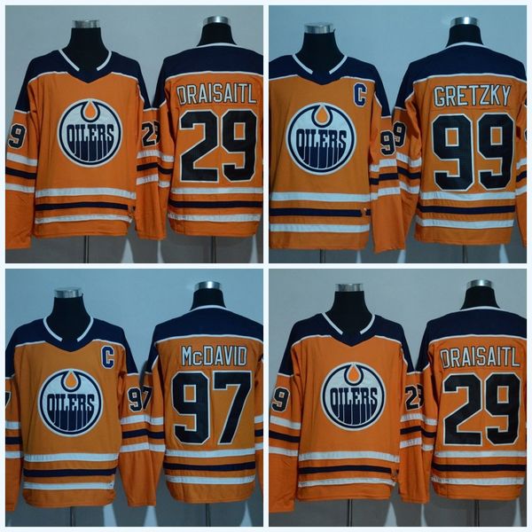 

2017-2018 Season Edmonton Oilers Jerseys #29 Leon Draisaitl #97 Connor McDavid #99 Wayne Gretzky Blank Hockey Jerseys Free Shipping