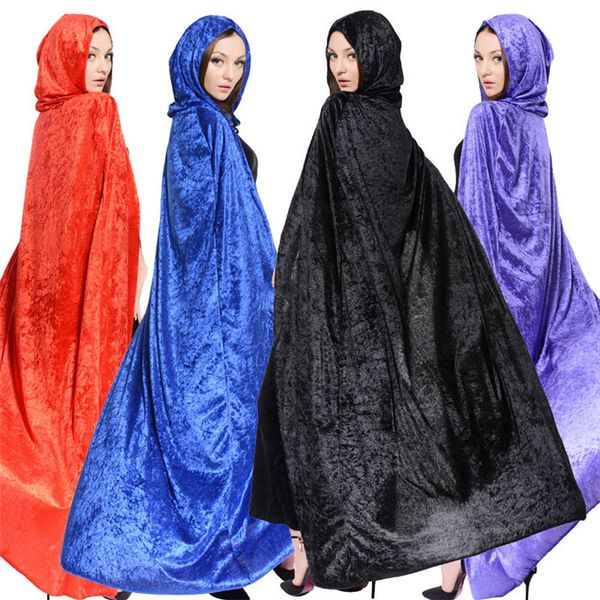 

hooded long witch cloak halloween robe vampire death cape halloween cape costumes cosplay dress cape 5 colors ib260