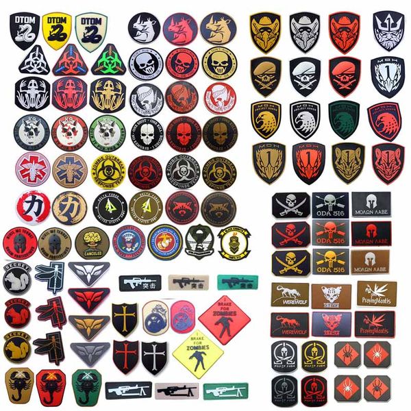 Taktischer PVC-Patch, Outdoor-taktische Gummi-Patches, Kunststoff-Abzeichen, Armband-Aufkleber, Haken- und Schlaufenverschluss, Multi-Stil, NO14-508