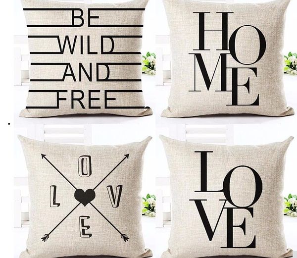 Black And White Style Decorative Cushions Simple Word Style