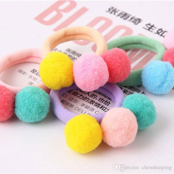 

soft ball hair bands for kids little girls hair accessories pony tailer holder hair rope elastic ing, Slivery;white