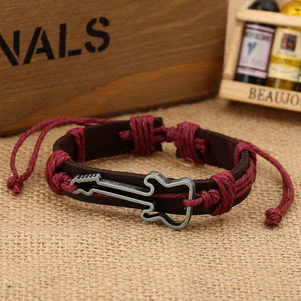 

fashion guitar bracelet leather alloy handmade jewelry charm bracelets christmas gift, Golden;silver