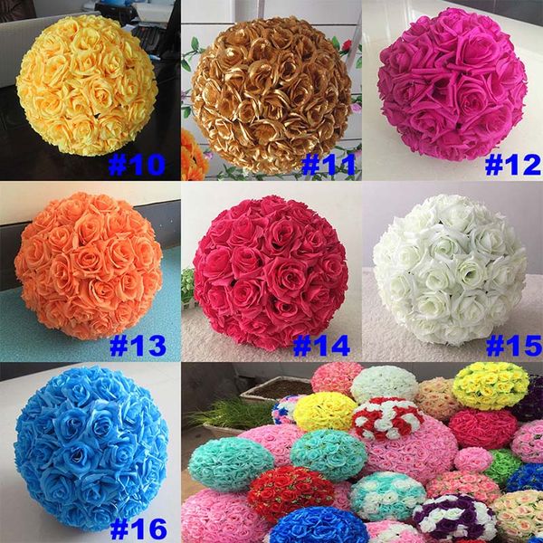 

16 Color Artificial Flowers Rose Balls Kissing Ball Decorate Flower Wedding Party Garden Market Party Decoration Christmas Gift HH7-167