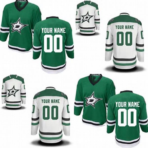 

customized dallas star new style green white ice hockey jerseys 2014 sewing on jerseys customized your own name number jerse, Black;red