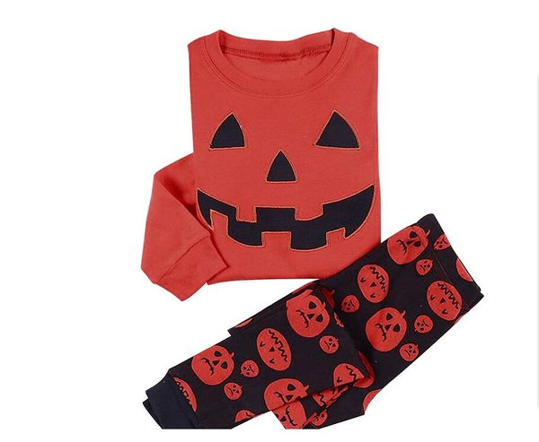 

halloween pajama set kids halloween clothes baby pumpkin sets two pieces boy girl pajama suits cotton baby clothing dd 001, Blue;red