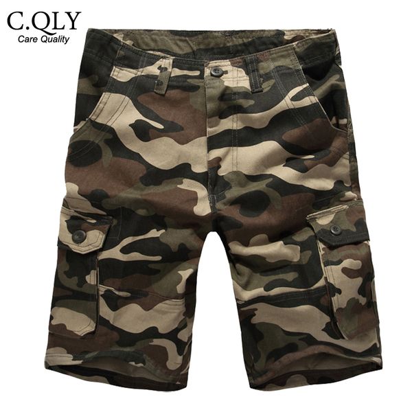 

wholesale-2016 new camouflage shorts men army camo mens cargo shorts loose cotton multi pockets overalls casual short plus size, White;black