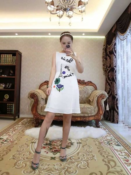 

женщины последний мир моды платья юбка цветок белый без рукава высокая ткань