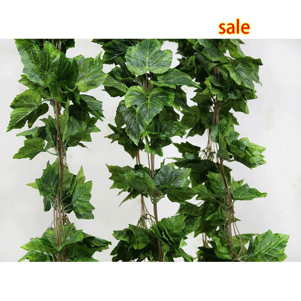 

wholesale 20pcs like real artificial silk grape leaf garland faux vine ivy home decor wedding flower green