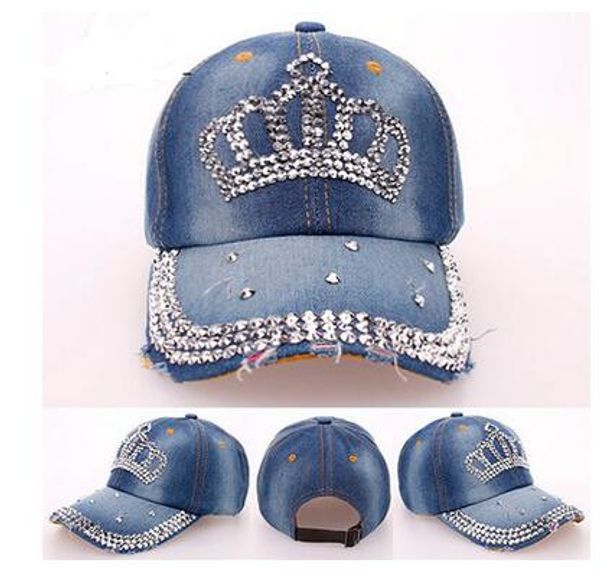 

sun hat visor it rhinestone hat crown 3 row drill rhinestone cowboy cap crystal baseball cap snapback hat adjustable cap peaked cap, Blue;gray