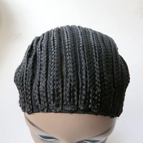 

braided cap crochet wig caps hairnets for making wigs finished braided pattern on cap threee size, Black;brown