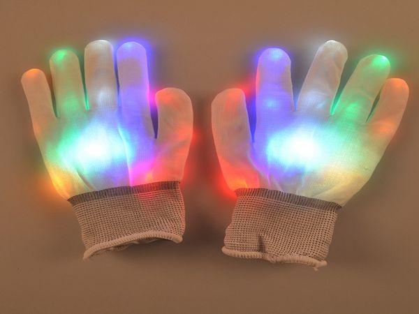 20 paia/lotto Coloful LED Guanto Rave luce led guanti leggeri da dito illuminano il guanto per il favore del partito Guanti bianchi