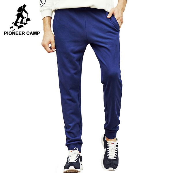 

wholesale- pioneer camp men brand new design joggers pants casual side printed sweatpants solid trousers male pants 622126, Black