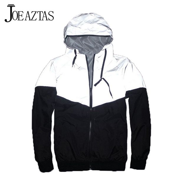 

Wholesale-2016 Men Jacket Autumn Patchwork Reflective 3m Jacket Sport Hip Hop Outdoor Waterproof Windbreaker Men Coat Trend H855