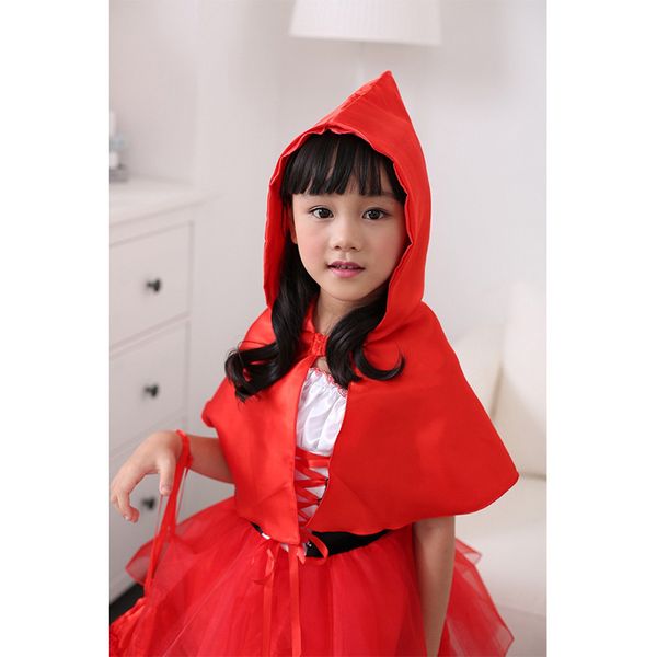 

wholesale- 3pcs girls halloween costume cute kids little red riding hood cosplay dress girls lovely christmas dress child festival gifts, White
