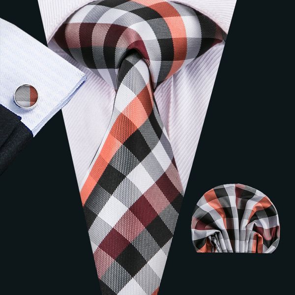 

classic silk tie for men plaid tie sets colorful mens necktie tie hankerchief cufflinks jacquard woven meeting business wedding party n-1549, Black;blue