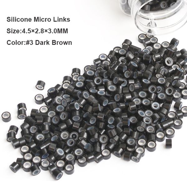 

wholesale-silicon microring 4.5*2.8*3.0mm 1000pcs/bottle #3 dark brown silicone rings for hair dreadlock hair beads hair crimp beads, Black;brown