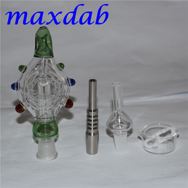 Narghilè Nectar Bong Perc Pendant con punte in titanio Ciotola in vetro piatto dabber Raffreddato ad acqua e antigoccia 3.0 Oil Rig Bong in vetro