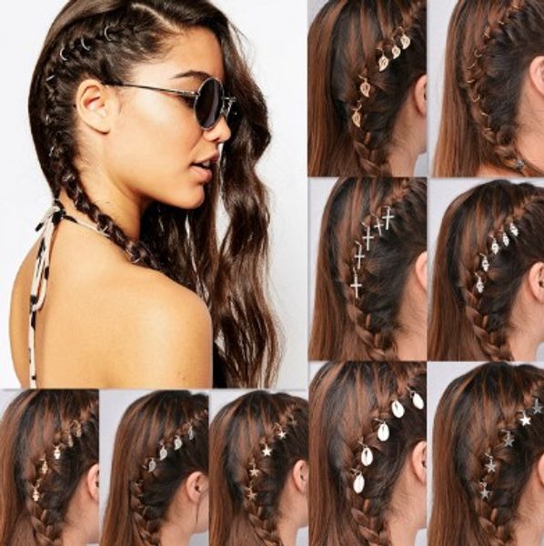 

star shell cross hair clips for girls silver /gold tone headwear hair jewelry hair accessories, Golden;silver