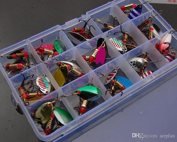 

30pcs of spinner metal spoon fishing lure hard artificial fishing jigging baits accessories pesca hooks with the box