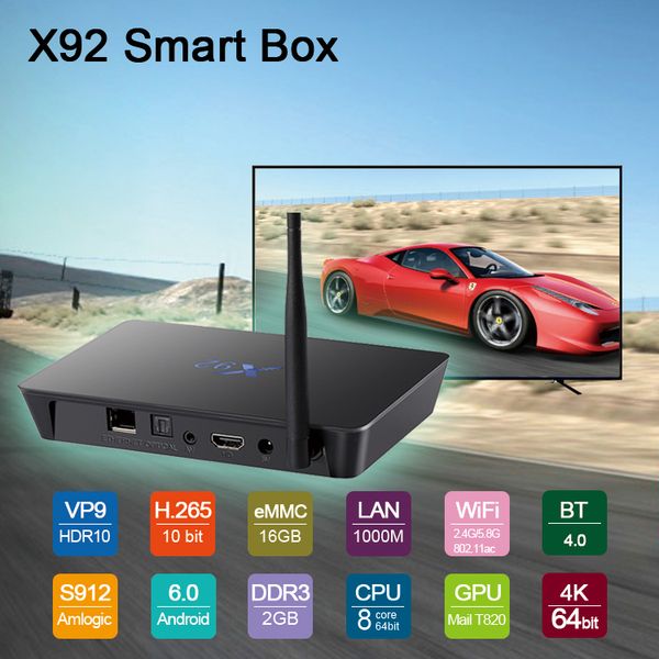 

2gb 16gb android tv box x92 amlogic s912 smart television box 4k streaming meida player bluetooth dual band wifi netflix